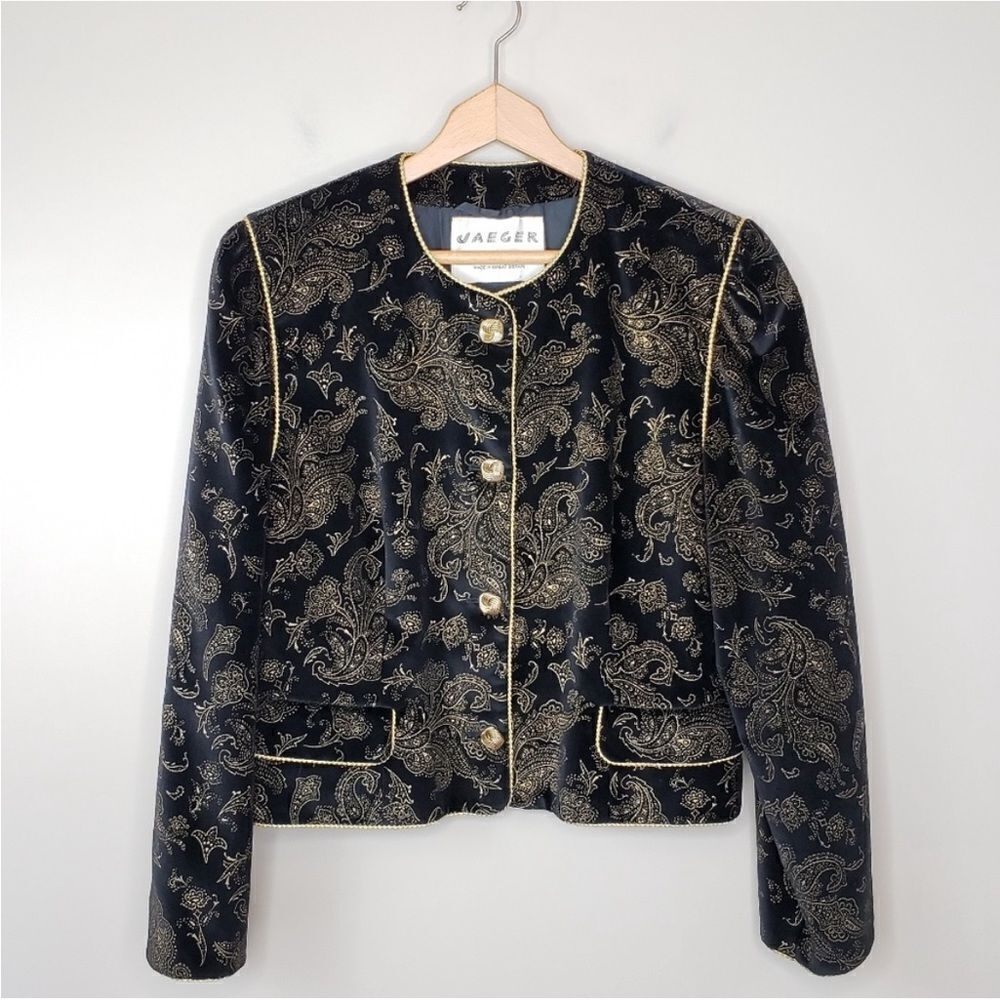 JARGER cropped jacket Gold trim and buttons with Black SZ 14